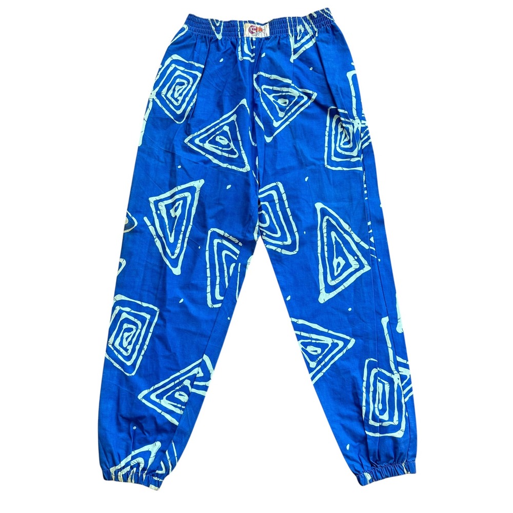 Vintage C YA in California Mens Blue Geometric Print Cotton Jogger Pants Size M